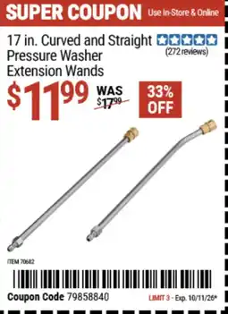 Harbor Freight Tools 17 in. Curved and Straight Pressure Washer Extension Wands offer