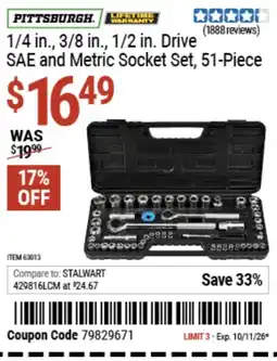Harbor Freight Tools Pittsburgh sae and metric socket set offer