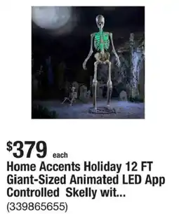 The Home Depot Home Accents Holiday Giant-Sized Animated LED App Controlled Skelly wit... offer
