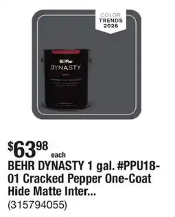 The Home Depot Behr dynasty cracked pepper one-coat hide matte inter... offer