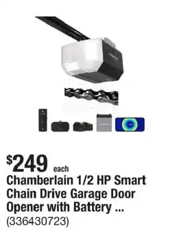 The Home Depot Chamberlain 1/2 Hp Smart Chain Drive Garage Door Opener With Battery offer