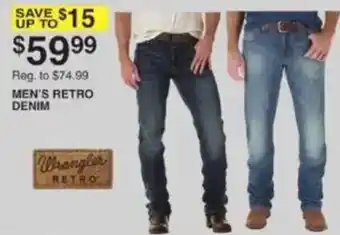 Dunham's Sports Wrangler men's retro denim offer