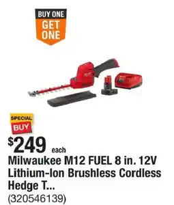 The Home Depot Milwaukee M12 FUEL 8 in. 12V Lithium-Ion Brushless Cordless Hedge T... offer