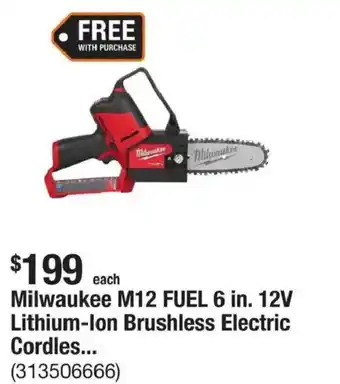 Milwaukee M12 FUEL 6 in. 12V Lithium-Ion Brushless Electric Cordless