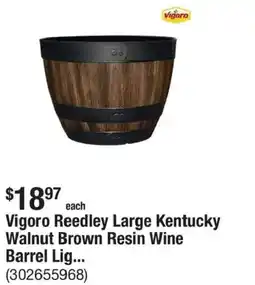The Home Depot Vigoro reedley large kentucky walnut brown resin wine barrel lig offer