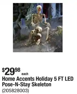 The Home Depot Home Accents Holiday 5 FT LED Pose-N-Stay Skeleton offer