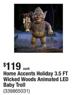 The Home Depot Home Accents Holiday 3.5 FT Wicked Woods Animated LED Baby Troll offer