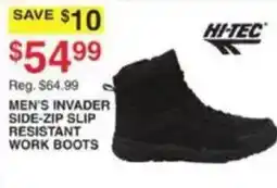 Dunham's Sports Hi-Tec Men's Invader Side-Zip Slip Resistant Work Boots offer