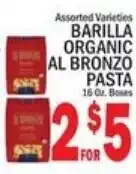 Ctown Barilla organic al bronzo pasta offer