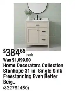 The Home Depot Home Decorators Collection Stanhope 31 in. Single Sink Freestanding Even Better Beig offer