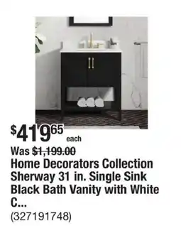 The Home Depot Home Decorators Collection Sherway 31 in. Single Sink Black Bath Vanity with White offer