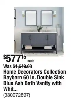 The Home Depot Home Decorators Collection Baybarn 60 in. Double Sink Blue Ash Bath Vanity offer