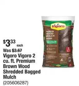 The Home Depot Vigoro 2 cu. ft. Premium Brown Wood Shredded Bagged Mulch offer