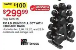 Dunham's Sports Dunham's exclusive xprt fitness 150 lb. dumbbell set with storage rack offer