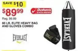 Dunham's Sports Everlast 80 lb. elite heavy bag and gloves combo offer