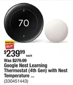 The Home Depot Google Nest Learning Thermostat (4th Gen) with Nest Temperature offer
