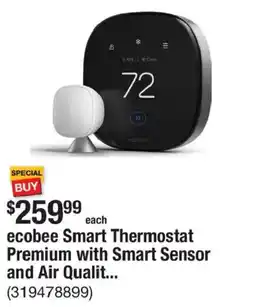 The Home Depot Ecobee Smart Thermostat Premium with Smart Sensor and Air Quality offer