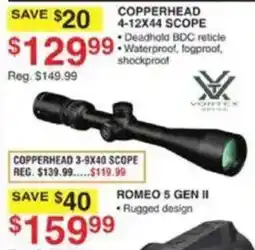 Dunham's Sports Vortex Copperhead 4-12x44 Scope offer