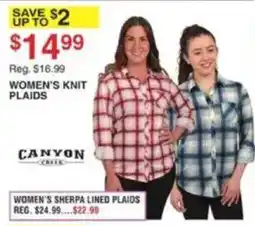 Dunham's Sports Canyon Creek Women's Knit Plaids offer