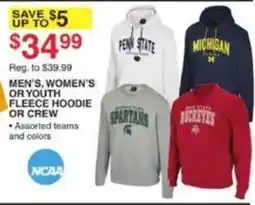 Dunham's Sports Ncaa men's women's or youth fleece hoodie or crew offer
