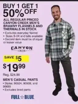 Dunham's Sports Canyon Creek Men's Brawny Flannels and Thermals offer