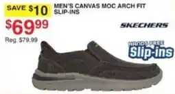 Dunham's Sports Skechers men's canvas moc arch fit slip-ins offer