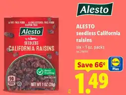 Lidl Alesto seedless California raisins offer