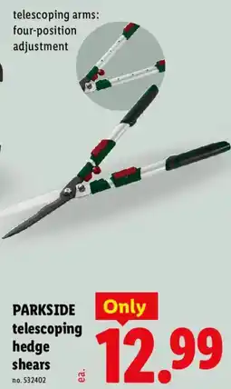 Lidl Parkside telescoping hedge shears offer