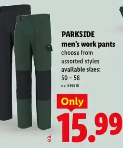 Lidl Parkside men's work pants offer