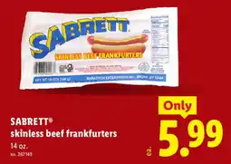 Lidl Sabrett skinless beef frankfurters offer