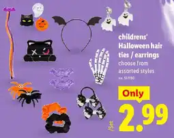 Lidl childrens' halloween hair ties / earrings offer