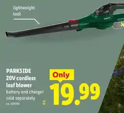 Lidl Parkside 20V cordless leaf blower offer