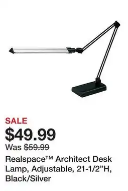 Office Depot Realspace Architect Desk Lamp, Adjustable, 21-1/2H, Black/Silver offer