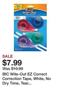 Office Depot BIC Wite-Out EZ Correct Correction Tape, White, No Dry Time, Tear Resistant Tape, 4-Count offer