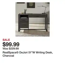 Office Depot RealSpace DeJori 51W Writing Desk, Charcoal offer