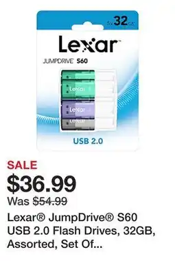 Office Depot Lexar JumpDrive S60 USB 2.0 Flash Drives, 32GB, Assorted, Set Of 5 Drives offer