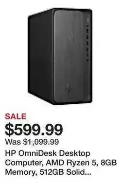 Office Depot HP OmniDesk Desktop Computer, AMD Ryzen 5, 8GB Memory, 512GB Solid State Drive, Windows 11 Home offer