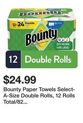 Office Depot Bounty Paper Towels Select-A-Size Double Rolls, 12 Rolls Total/82 Sheets Per Roll, White offer