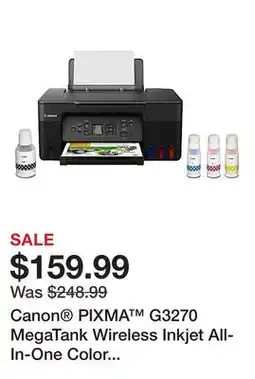Office Depot Canon PIXMA G3270 MegaTank Wireless Inkjet All-In-One Color Printer, Black offer