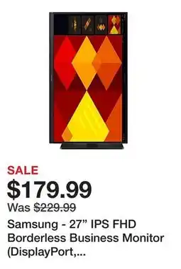 Office Depot Samsung - 27 IPS FHD Borderless Business Monitor (DisplayPort, HDMI, USB) offer