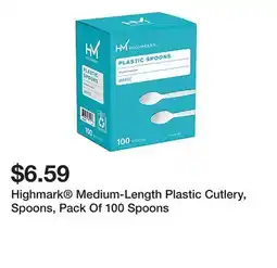 Office Depot Highmark Medium-Length Plastic Cutlery, Spoons, Pack Of 100 Spoons offer