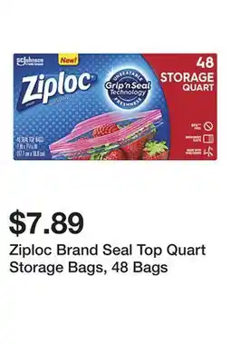 Office Depot Ziploc Brand Seal Top Quart Storage Bags, 48 Bags offer