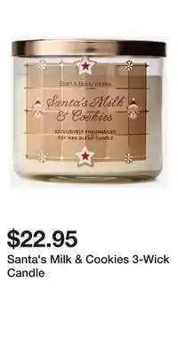 Bath & Body Works Santa's Milk & Cookies 3-Wick Candle offer