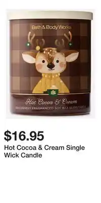 Bath & Body Works Hot Cocoa & Cream Single Wick Candle offer