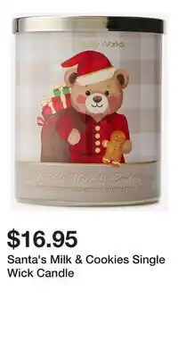 Bath & Body Works Santa's Milk & Cookies Single Wick Candle offer
