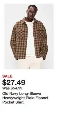 Old Navy Old Navy Long-Sleeve Heavyweight Plaid Flannel Pocket Shirt offer