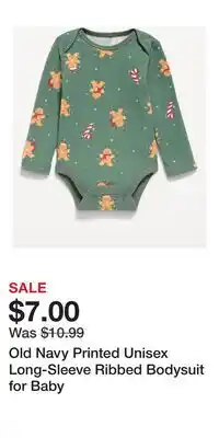 Old Navy Old Navy Printed Unisex Long-Sleeve Ribbed Bodysuit for Baby offer