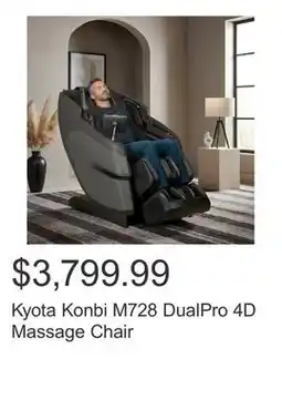 Costco Kyota Konbi M728 DualPro 4D Massage Chair offer