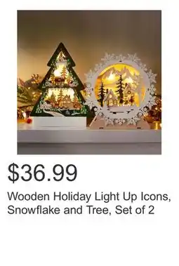 Costco Wooden Holiday Light Up Icons, Snowflake and Tree, Set of 2 offer