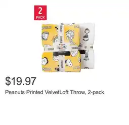 Costco Peanuts Printed VelvetLoft Throw, 2-pack offer